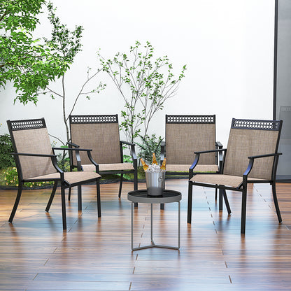Patio Chairs Set of 2 with All Weather Breathable Fabric, Brown Patio Dining Chairs at Gallery Canada