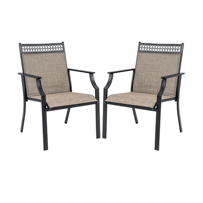 Patio Chairs Set of 2 with All Weather Breathable Fabric, Brown Patio Dining Chairs at Gallery Canada