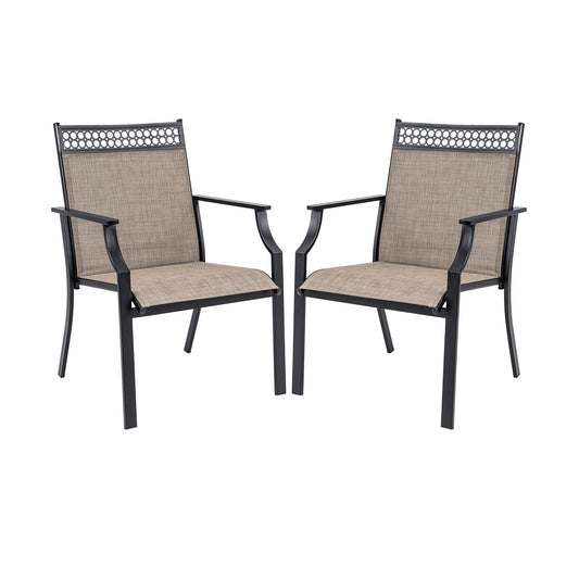 Patio Chairs Set of 2, All Weather Breathable Fabric, Brown Patio Dining Chairs Brown at Gallery Canada