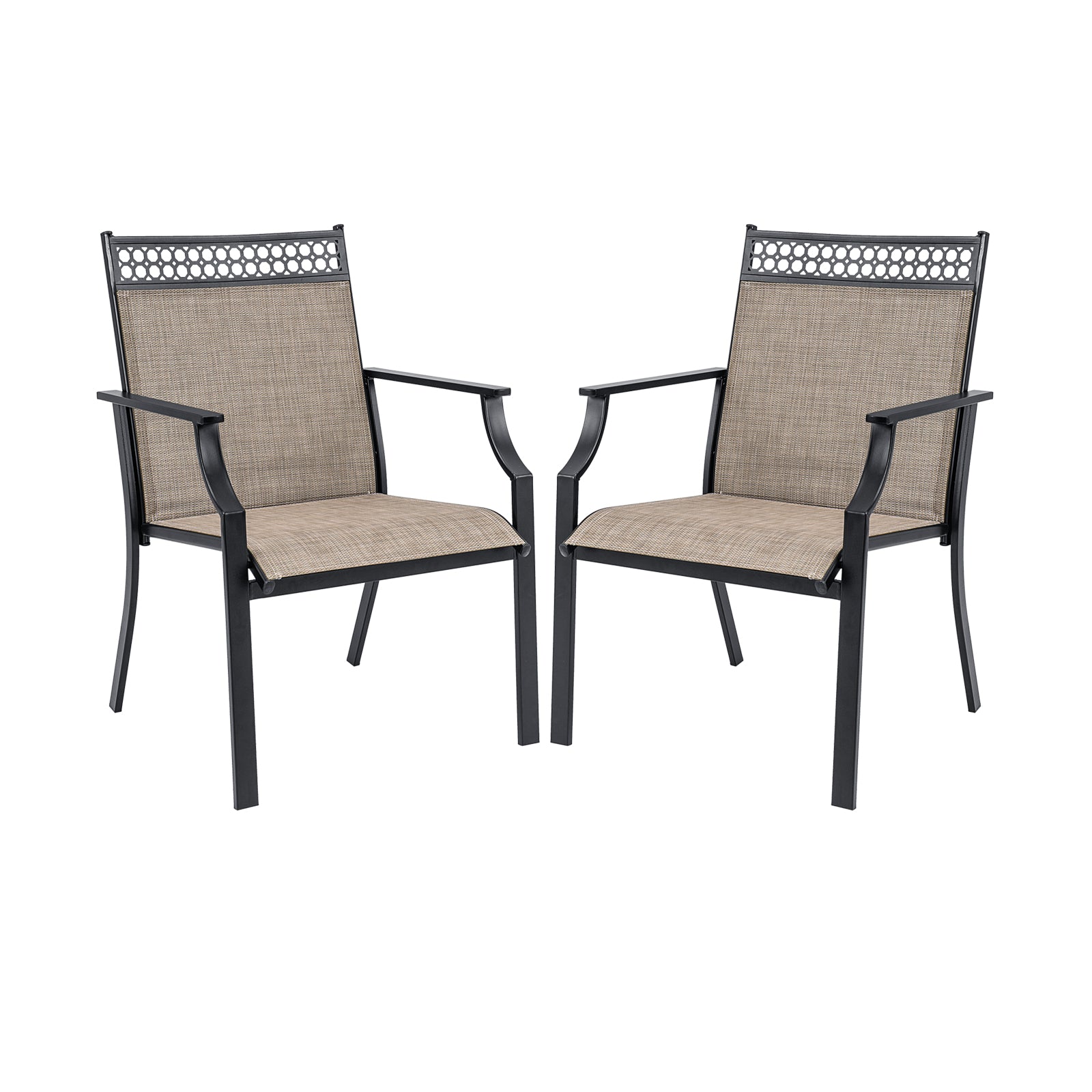 Patio Chairs Set of 2, All Weather Breathable Fabric, Brown Patio Dining Chairs at Gallery Canada