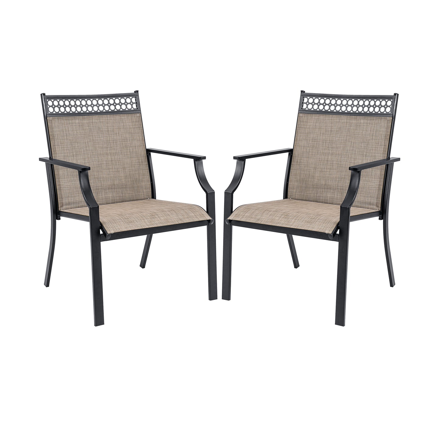 Patio Chairs Set of 2, All Weather Breathable Fabric, Brown Patio Dining Chairs at Gallery Canada