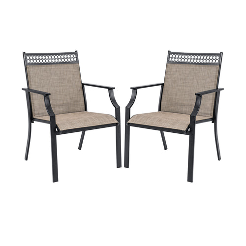 Patio Chairs Set of 2 with All Weather Breathable Fabric, Brown