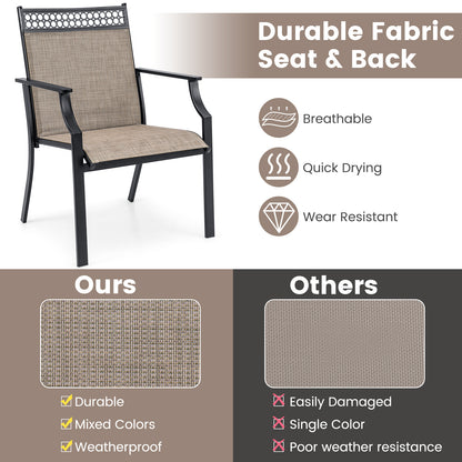Patio Chairs Set of 2 with All Weather Breathable Fabric, Brown Patio Dining Chairs at Gallery Canada