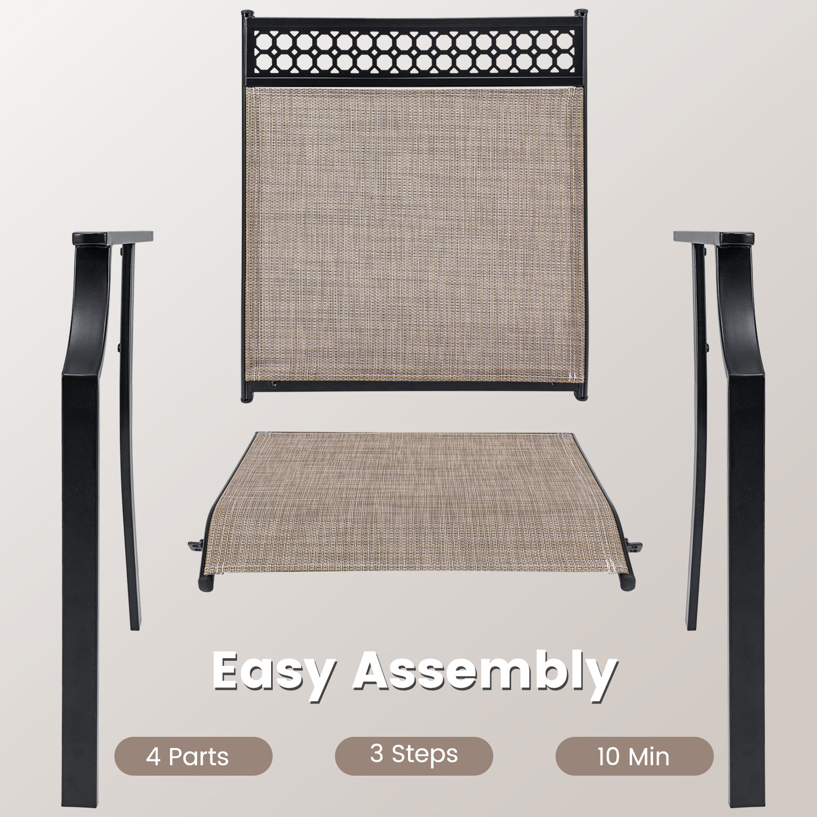 Patio Chairs Set of 2 with All Weather Breathable Fabric, Brown Patio Dining Chairs at Gallery Canada