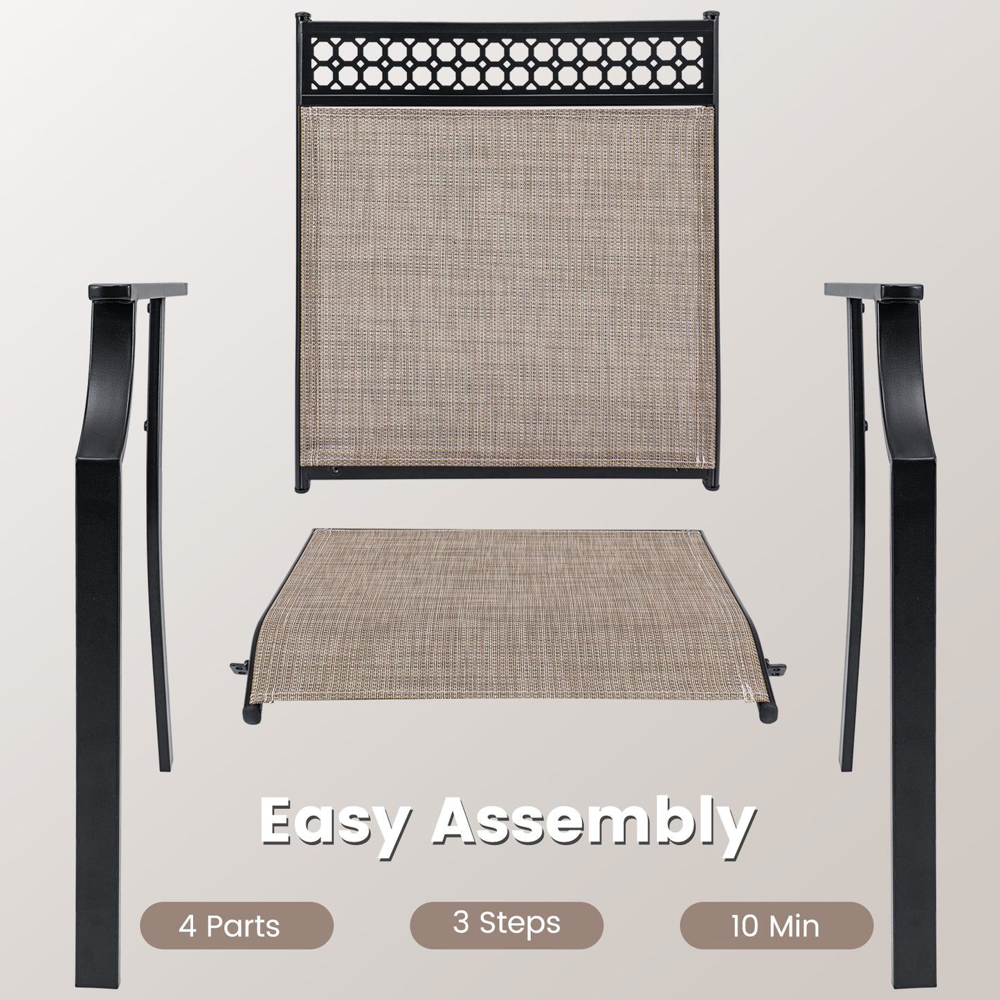 Patio Chairs Set of 2 with All Weather Breathable Fabric, Brown Patio Dining Chairs at Gallery Canada