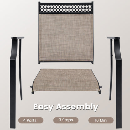 Patio Chairs Set of 2 with All Weather Breathable Fabric, Brown Patio Dining Chairs at Gallery Canada