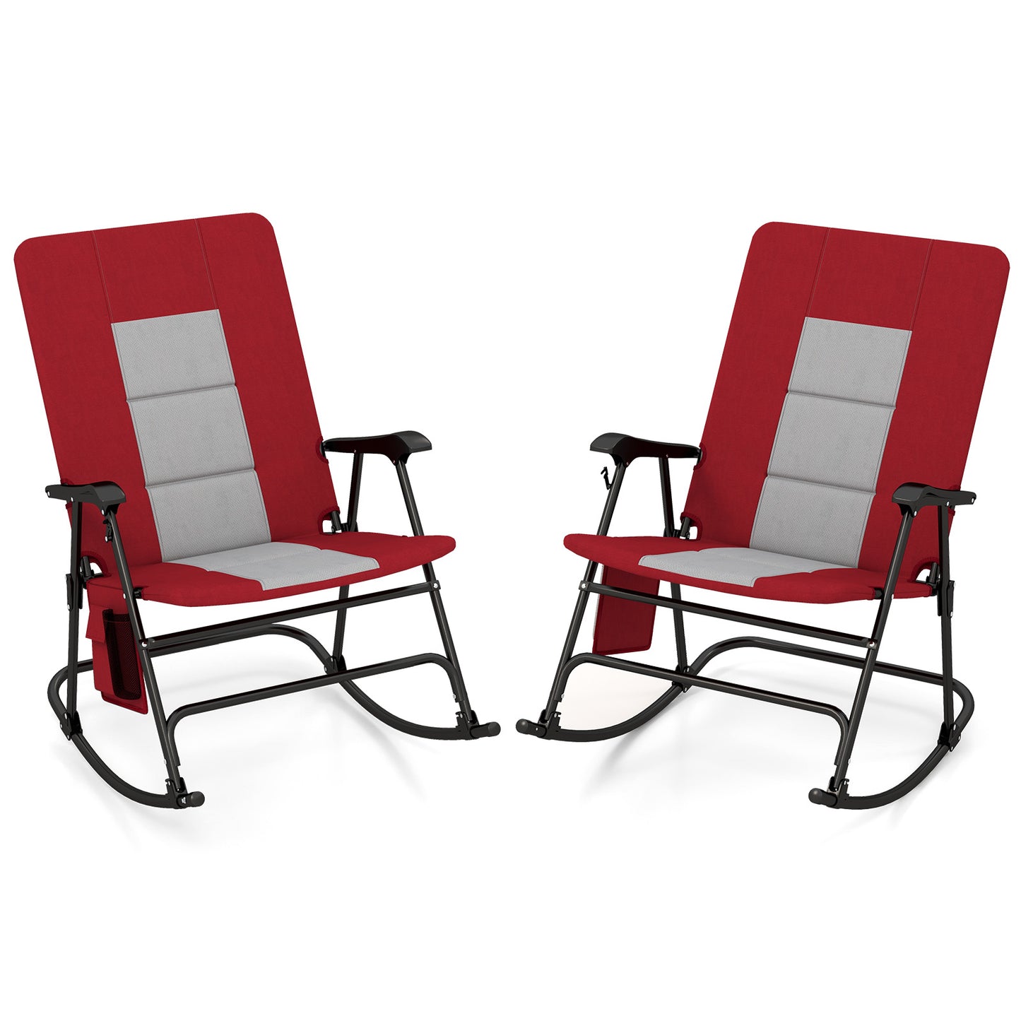 Foldable Rocking Padded Portable Camping Chair with Backrest and Armrest, Red Patio Rocking Chairs & Gliders at Gallery Canada