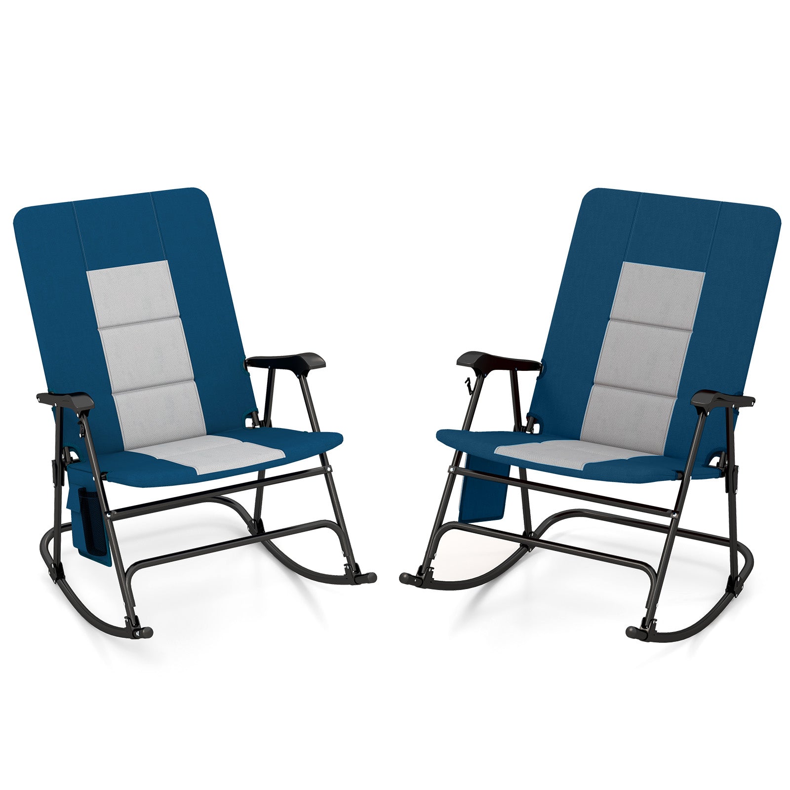 Foldable Rocking Padded Portable Camping Chair with Backrest and Armrest, Blue Patio Rocking Chairs & Gliders at Gallery Canada