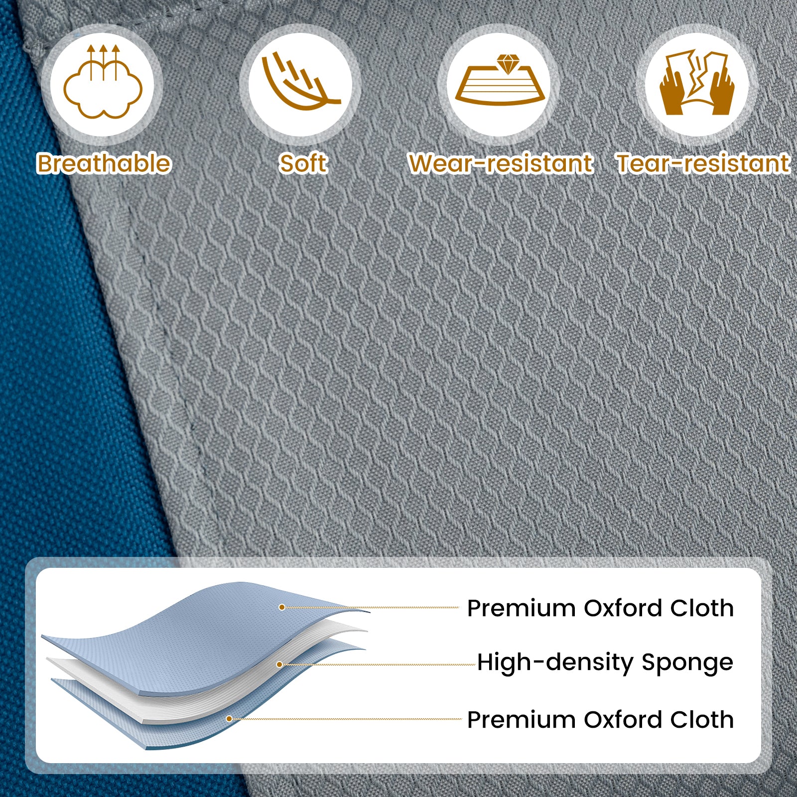 Foldable Rocking Padded Portable Camping Chair with Backrest and Armrest, Blue Patio Rocking Chairs & Gliders at Gallery Canada