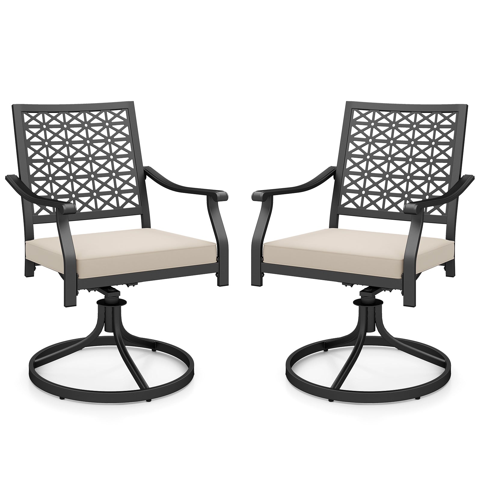 2 Pieces Outdoor Swivel Chairs Patio Dining Chairs with Padded Cushions, Beige Patio Dining Chairs at Gallery Canada