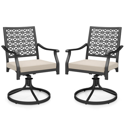 2 Pieces Outdoor Swivel Chairs Patio Dining Chairs with Padded Cushions, Beige Patio Dining Chairs Beige at Gallery Canada