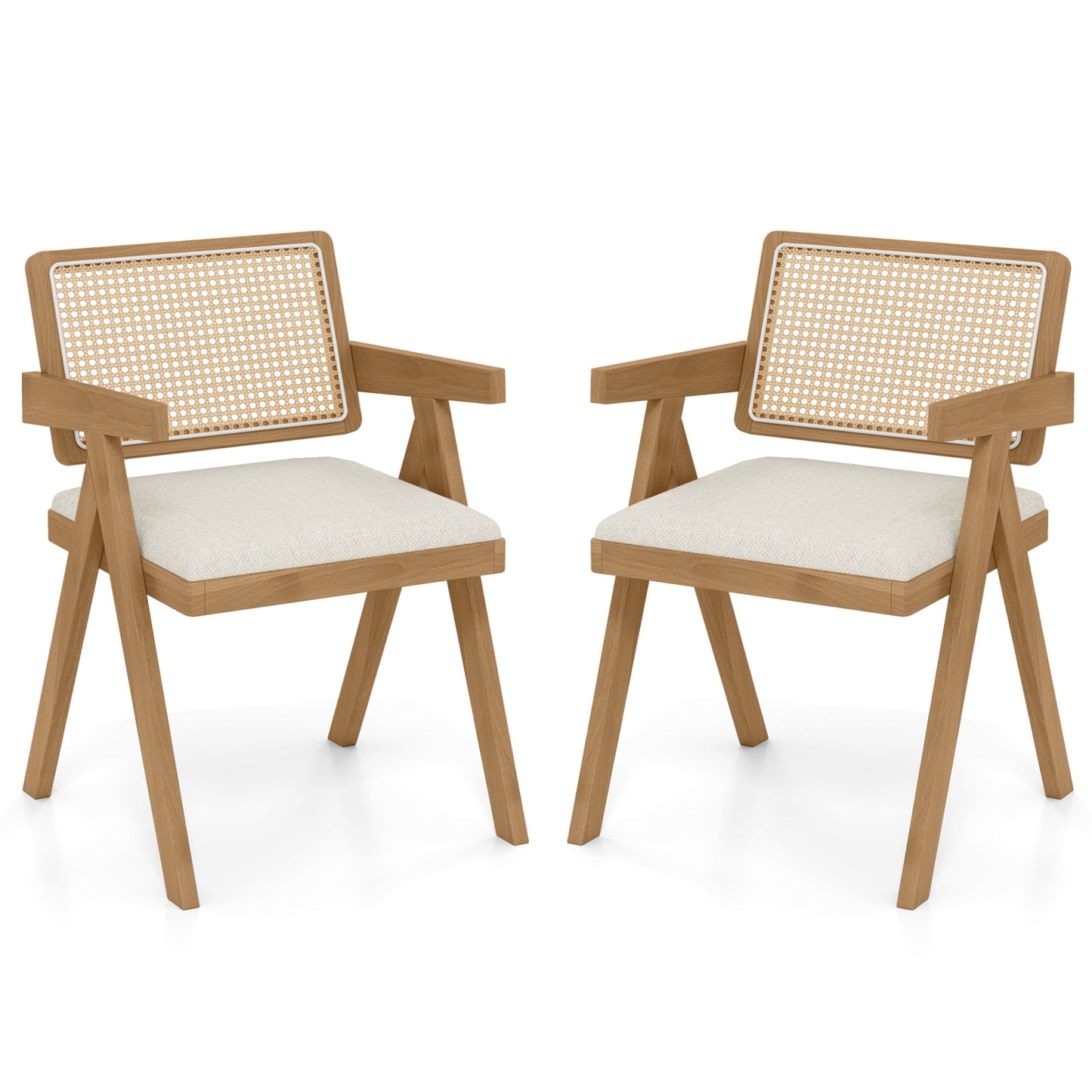 Rattan Accent Chairs, Padded Cushion, Rubber Wood Frame, Beige Dining Chairs at Gallery Canada