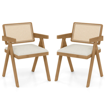 Rattan Accent Chairs, Padded Cushion, Rubber Wood Frame, Beige Dining Chairs at Gallery Canada