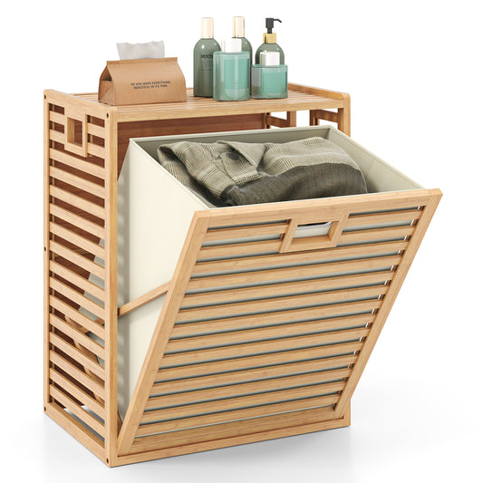 18 Gal Bamboo Tilt-Out Laundry Hamper, Removable Fabric Bin, Natural Laundry Baskets Natural at Gallery Canada