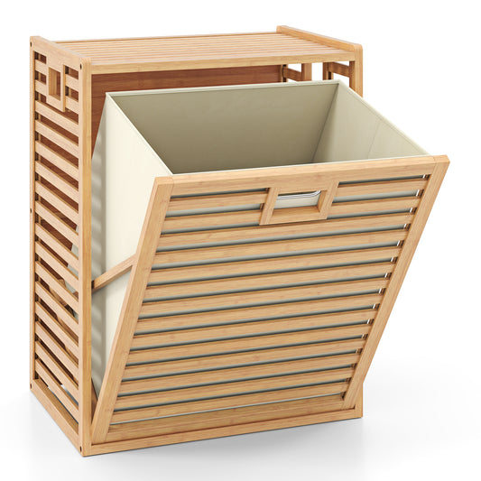 18 Gal Bamboo Tilt-Out Laundry Hamper, Removable Fabric Bin, Natural Laundry Baskets Natural at Gallery Canada