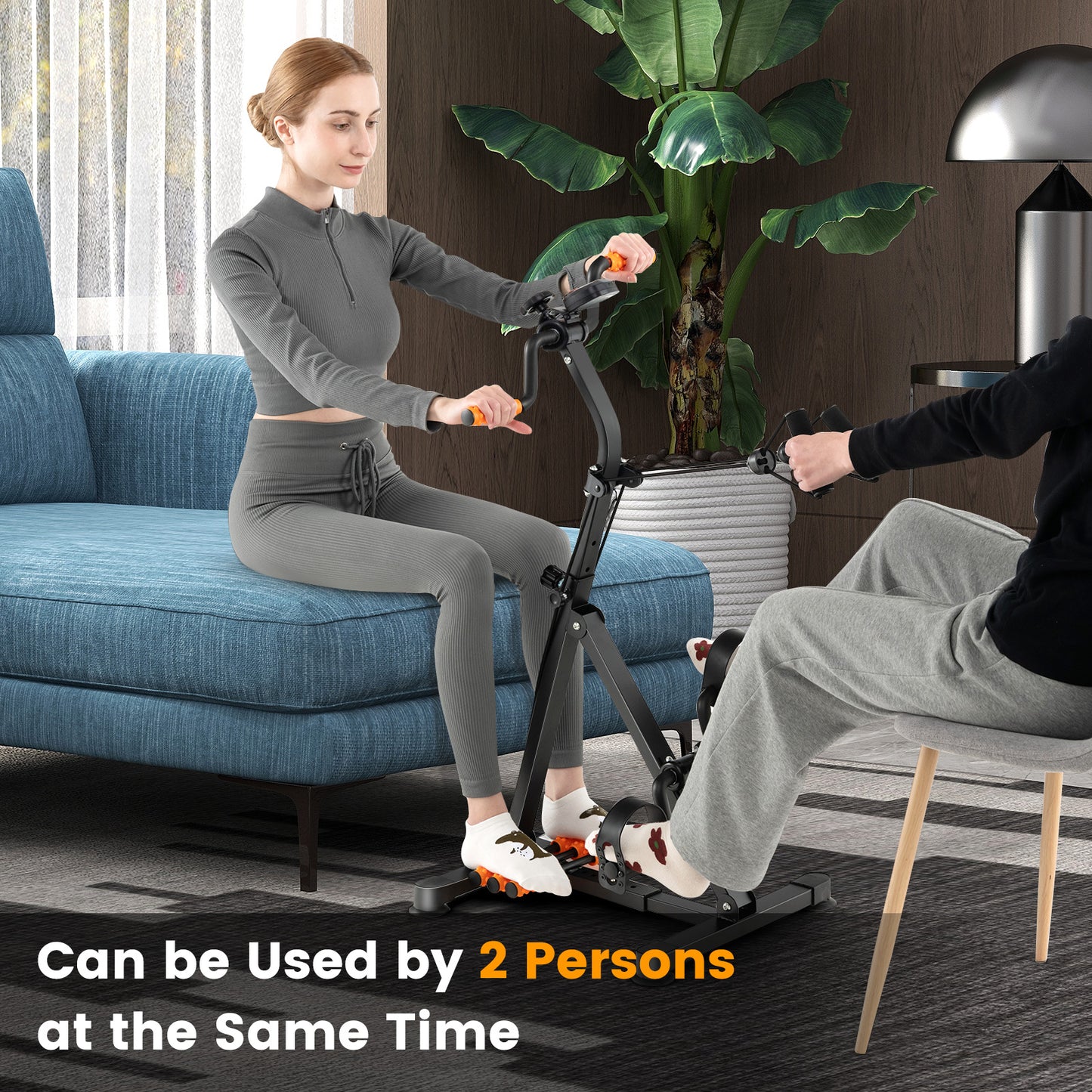 Adjustable LCD Pedal Exercise Bike with Massage, Yellow Exercise Bikes at Gallery Canada