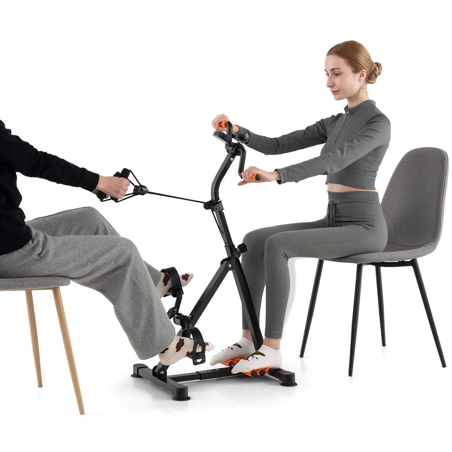 Adjustable LCD Pedal Exercise Bike with Massage, Yellow Exercise Bikes at Gallery Canada