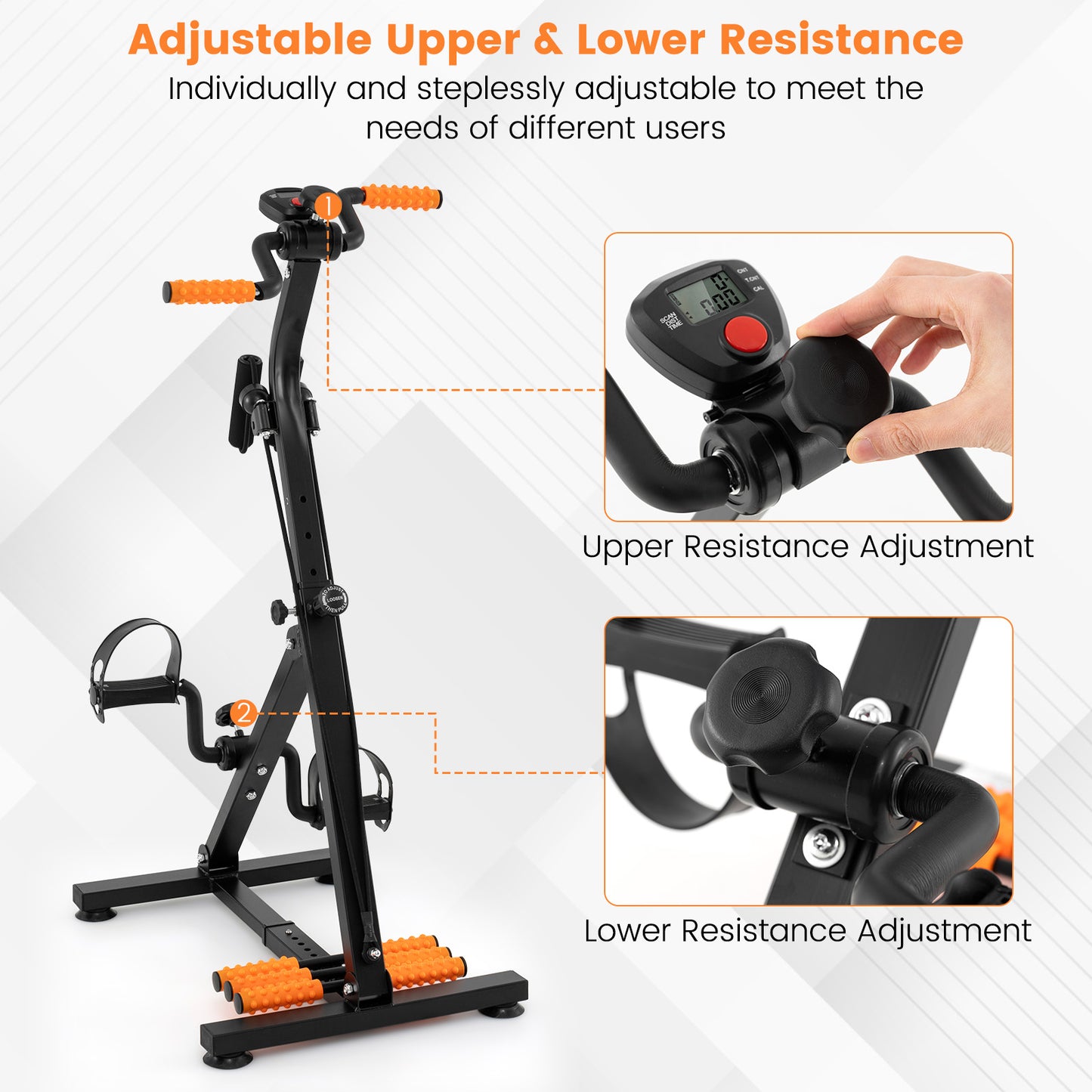 Adjustable LCD Pedal Exercise Bike with Massage, Yellow Exercise Bikes at Gallery Canada