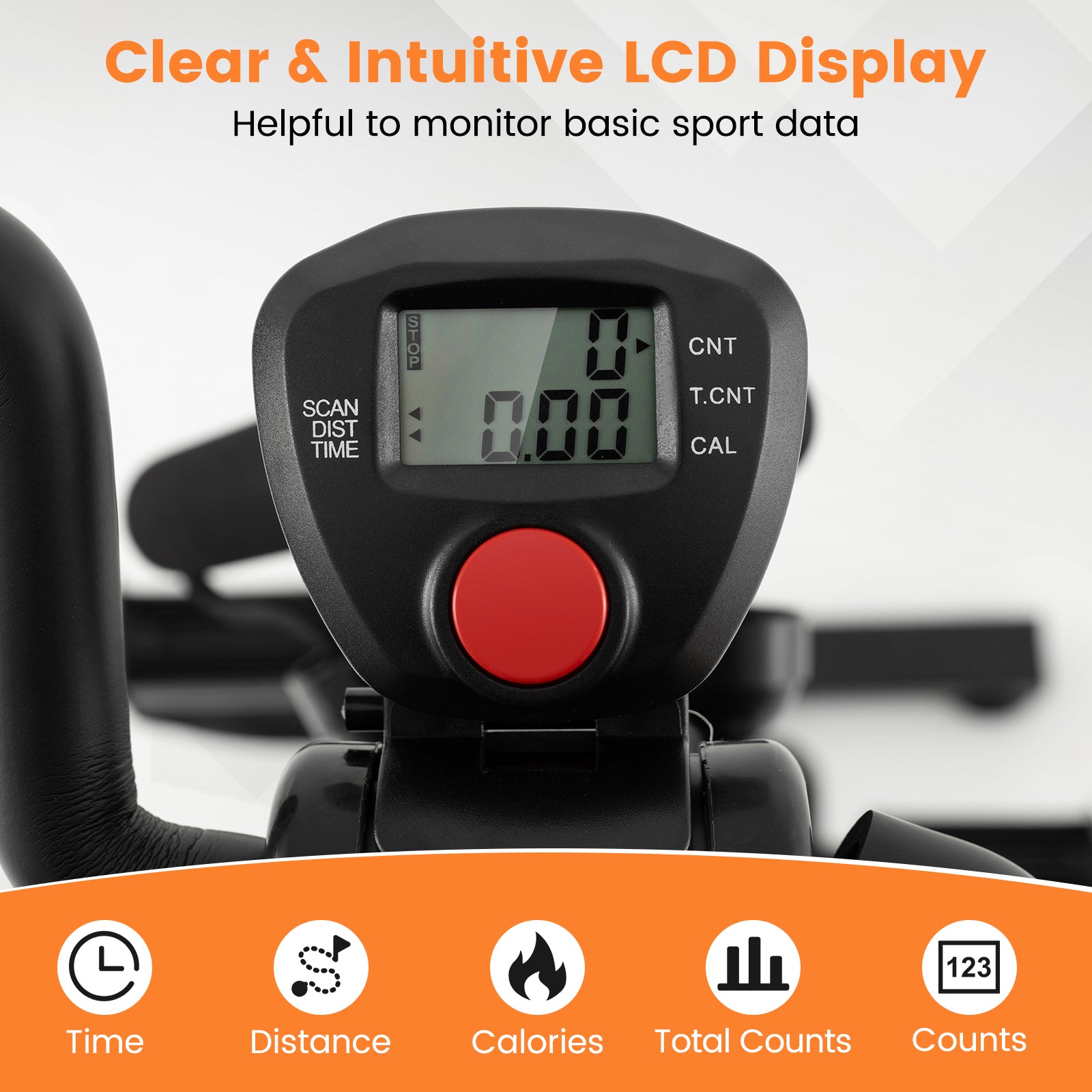 Adjustable LCD Pedal Exercise Bike with Massage, Yellow Exercise Bikes at Gallery Canada