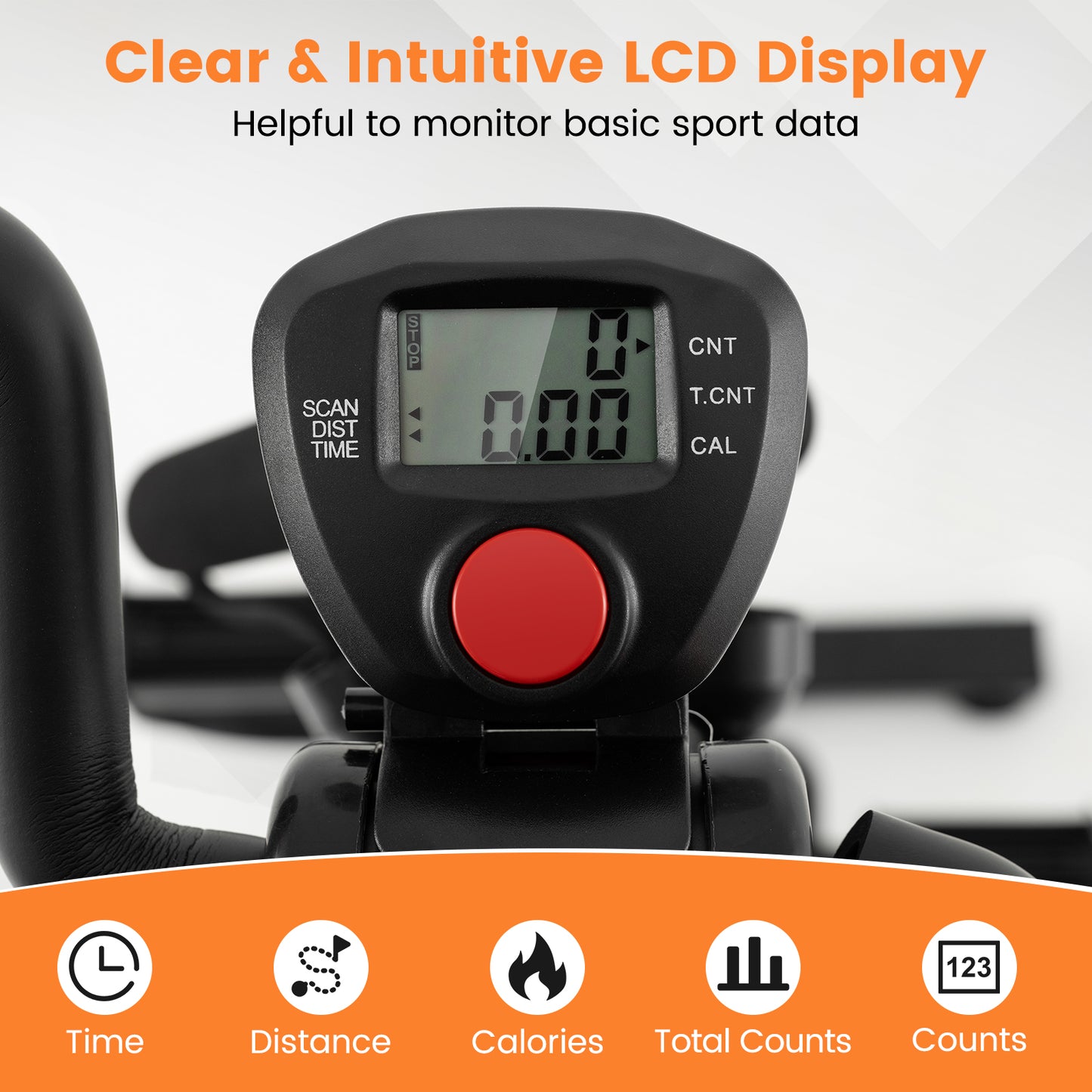 Adjustable LCD Pedal Exercise Bike with Massage, Yellow Exercise Bikes at Gallery Canada