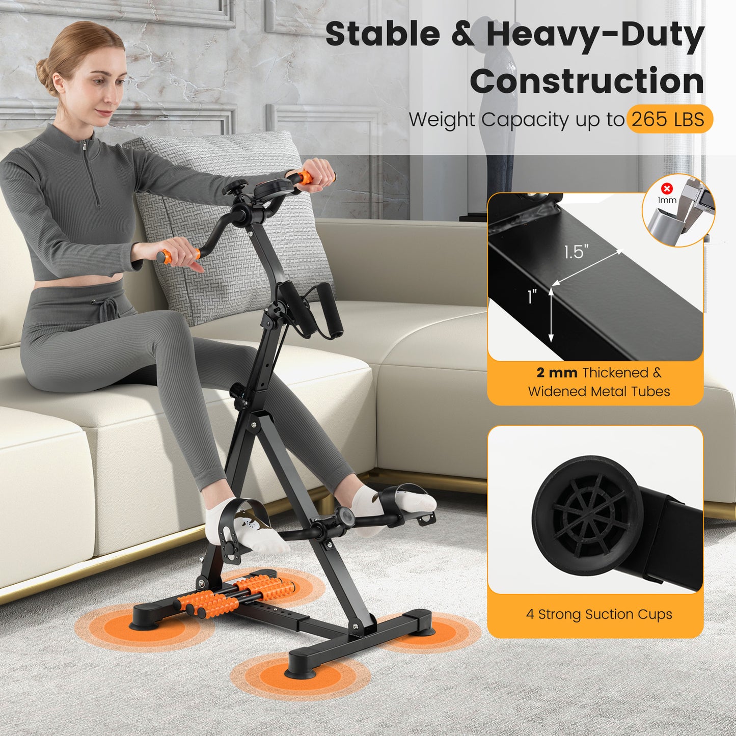 Adjustable LCD Pedal Exercise Bike with Massage, Yellow Exercise Bikes at Gallery Canada