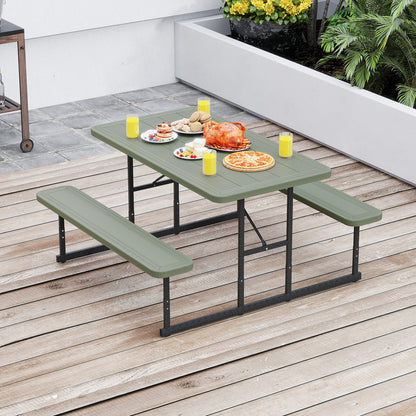 Picnic Table Bench Set for 2-4 People Outdoor Rectangular Camping Dining Table, Green Picnic Tables at Gallery Canada