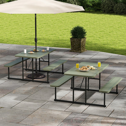 Picnic Table Bench Set for 2-4 People Outdoor Rectangular Camping Dining Table, Green Picnic Tables at Gallery Canada