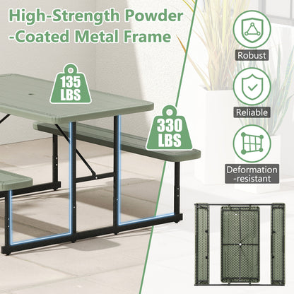 Picnic Table Bench Set for 2-4 People Outdoor Rectangular Camping Dining Table, Green Picnic Tables at Gallery Canada