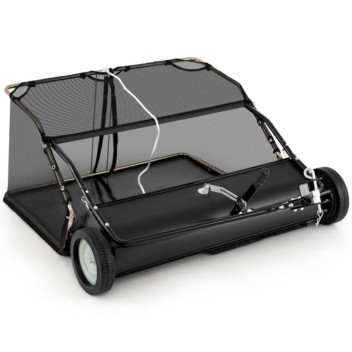 42 Inch Tow-Behind Lawn Sweeper, 26/27 Cu.FT Hopper Bag, Black