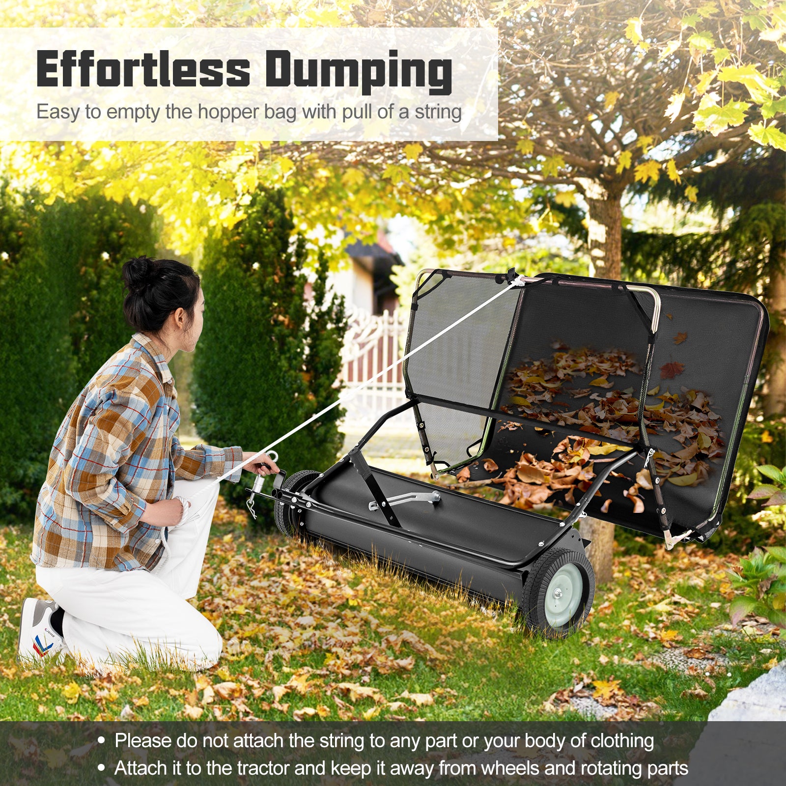 42 Inch Tow-Behind Lawn Sweeper, 26/27 Cu.FT Hopper Bag, Black Lawn Care Tools at Gallery Canada