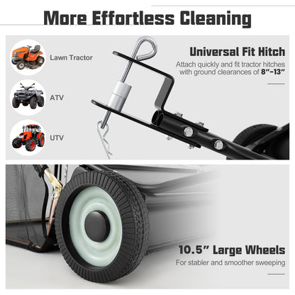 42 Inch Tow-Behind Lawn Sweeper, 26/27 Cu.FT Hopper Bag, Black Lawn Care Tools at Gallery Canada