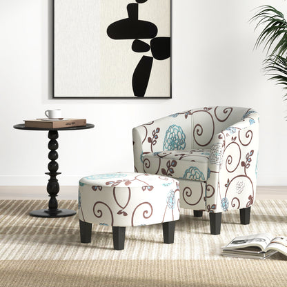Modern Accent Tub Chair and Ottoman Set with Fabric Upholstered, Beige Accent Chairs at Gallery Canada