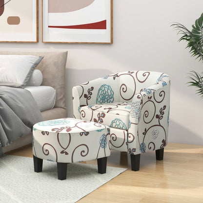 Modern Accent Tub Chair and Ottoman Set with Fabric Upholstered, Beige Accent Chairs at Gallery Canada