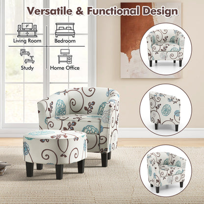 Modern Accent Tub Chair and Ottoman Set with Fabric Upholstered, Beige Accent Chairs at Gallery Canada