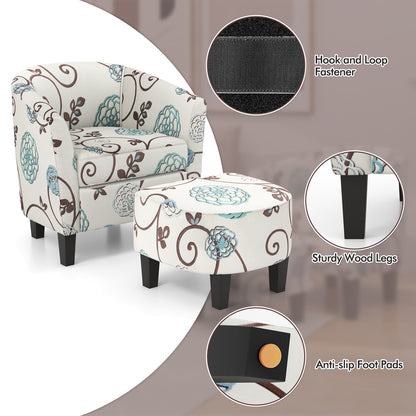 Modern Accent Tub Chair and Ottoman Set with Fabric Upholstered, Beige Accent Chairs at Gallery Canada