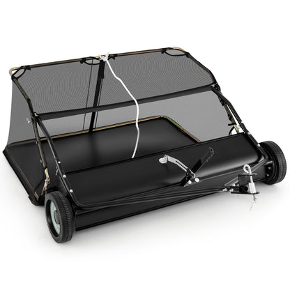48 Inch Tow-Behind Lawn Sweeper, 26/27 Cu.FT Hopper Bag, Black