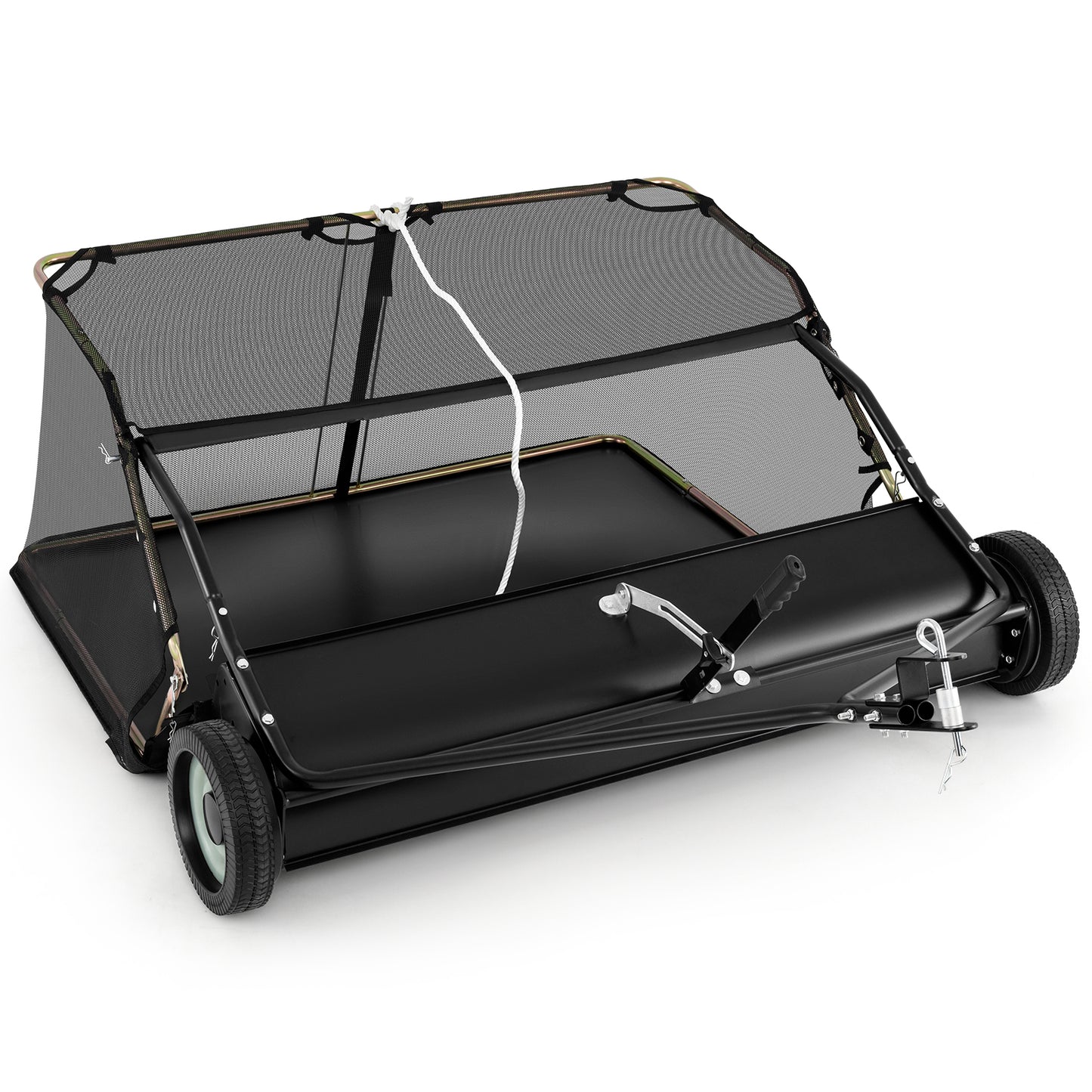 48 Inch Tow-Behind Lawn Sweeper, 26/27 Cu.FT Hopper Bag, Black Lawn Care Tools 48 Inch at Gallery Canada