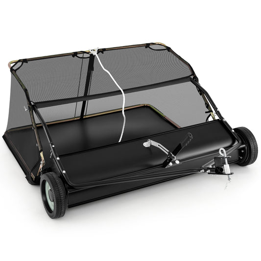 48 Inch Tow-Behind Lawn Sweeper, 26/27 Cu.FT Hopper Bag, Black Lawn Care Tools 48 Inch at Gallery Canada