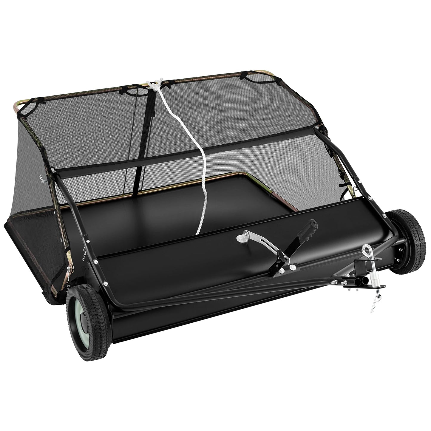 48 Inch Tow-Behind Lawn Sweeper, 26/27 Cu.FT Hopper Bag, Black