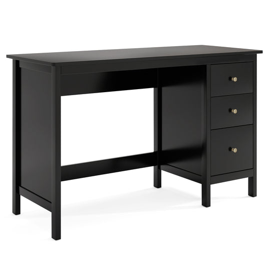 3-Drawer Computer Desk, Spacious Desktop, Black