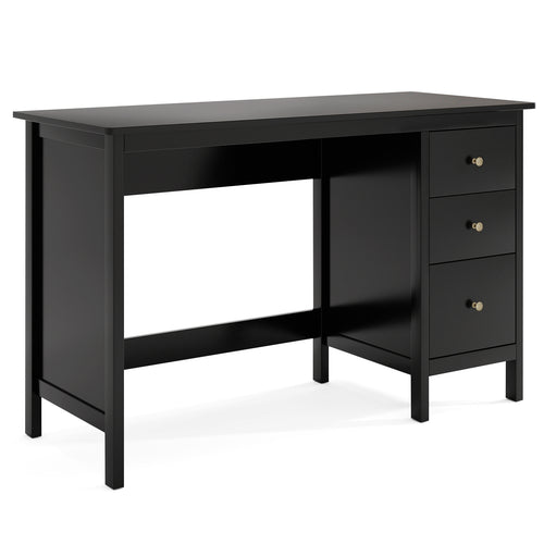 3-Drawer Computer Desk, Spacious Desktop, Black