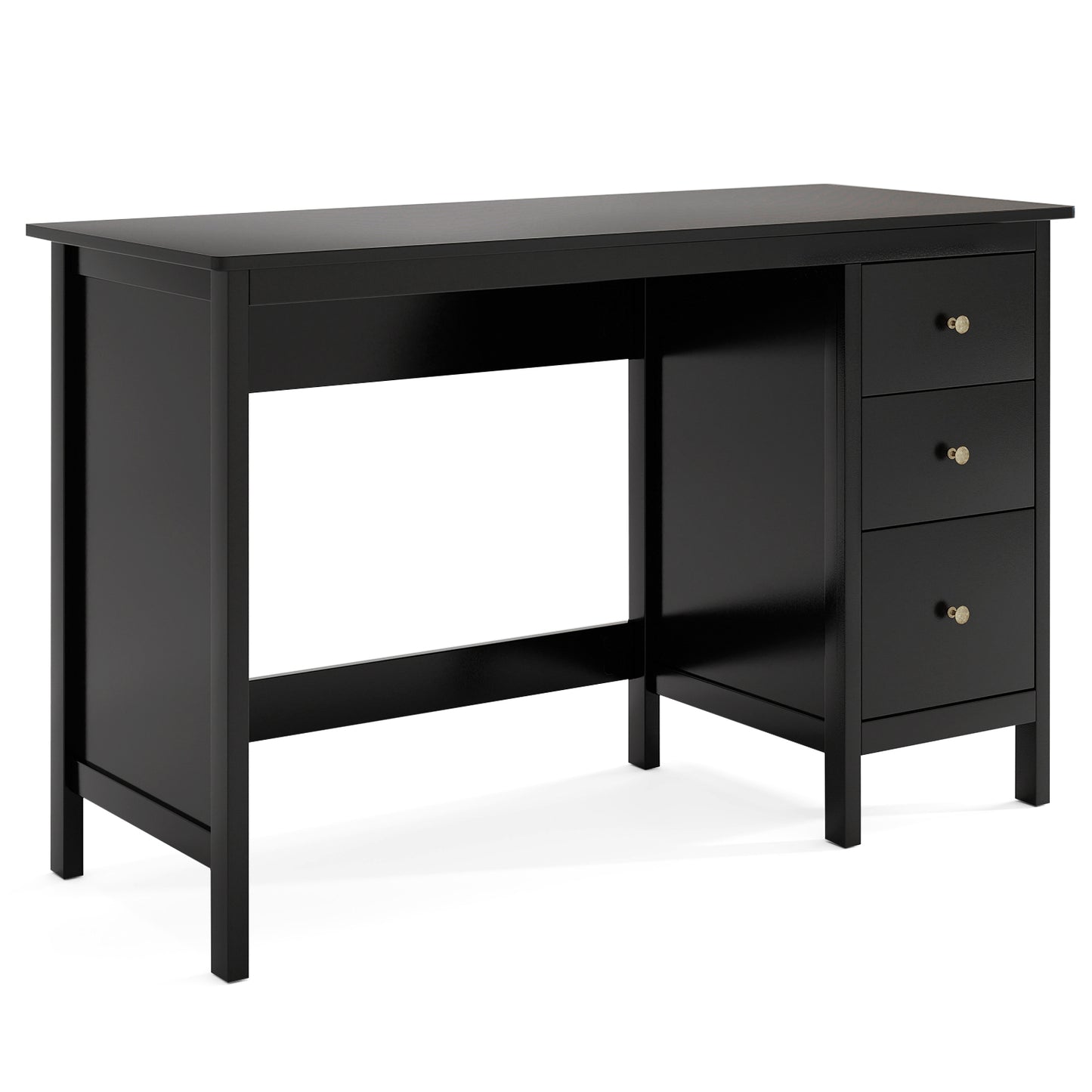 3-Drawer Home Office Study Computer Desk with Spacious Desktop, Black Writing Desks Black at Gallery Canada