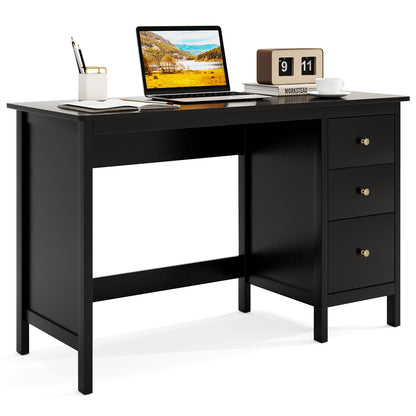 3-Drawer Home Office Study Computer Desk with Spacious Desktop, Black Writing Desks at Gallery Canada