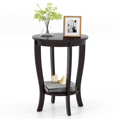 2-Tier Round End Table, Solid Wood Legs, Espresso End & Side Tables Espresso at Gallery Canada