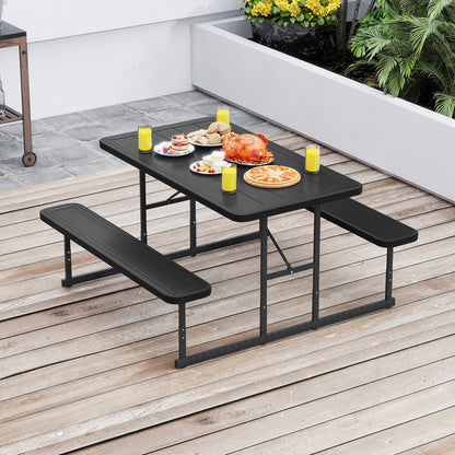 Picnic Table Bench Set for 2-4 People Outdoor Rectangular Camping Dining Table, Black Picnic Tables at Gallery Canada
