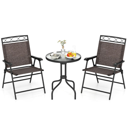 3 Pieces Outdoor Bistro Dining Furniture Set with 1.57 Inch Umbrella Hole, Brown Patio Conversation Sets Brown at Gallery Canada