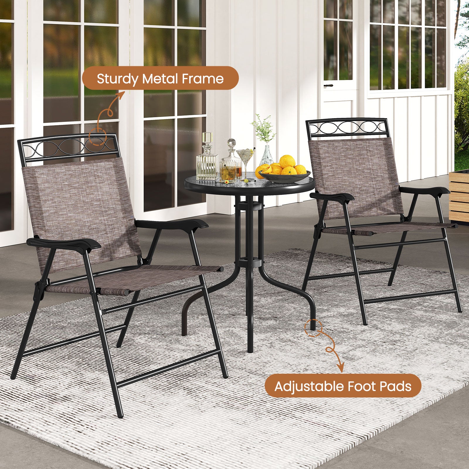 3 Pieces Outdoor Bistro Dining Furniture Set with 1.57 Inch Umbrella Hole, Brown Patio Conversation Sets at Gallery Canada