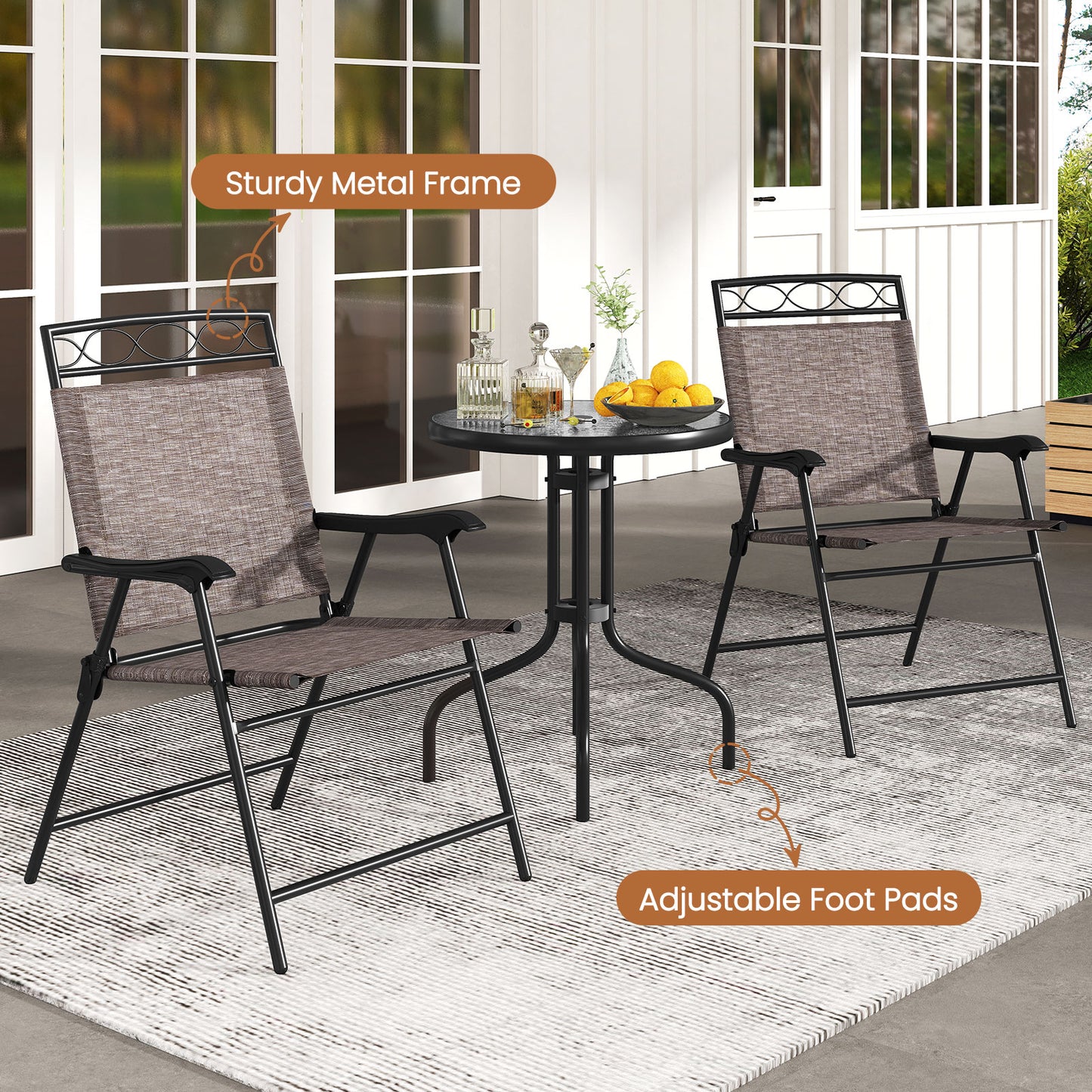 3 Pieces Outdoor Bistro Dining Furniture Set with 1.57 Inch Umbrella Hole, Brown Patio Conversation Sets at Gallery Canada
