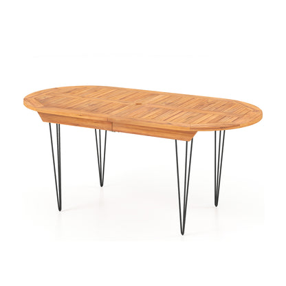 6 Person 71 Inch Patio Dining Table, Teak Wood Tabletop, Natural Patio Dining Tables at Gallery Canada