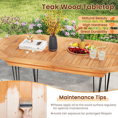 6 Person 71 Inch Patio Dining Table with Teak Wood Tabletop, Natural Patio Dining Tables at Gallery Canada